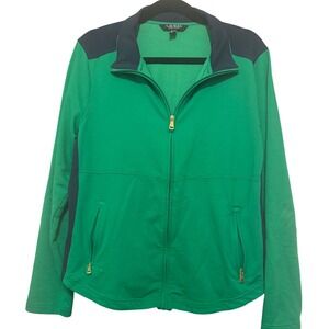 Lauren Ralph Lauren Womens XL Green Navy Blue Full Zip Track Jacket Activewear